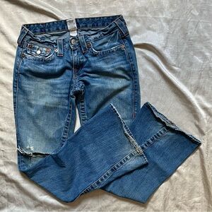 TRUE RELIGION Y2K Joey Twisted Flare Low-Rise Distressed Jeans